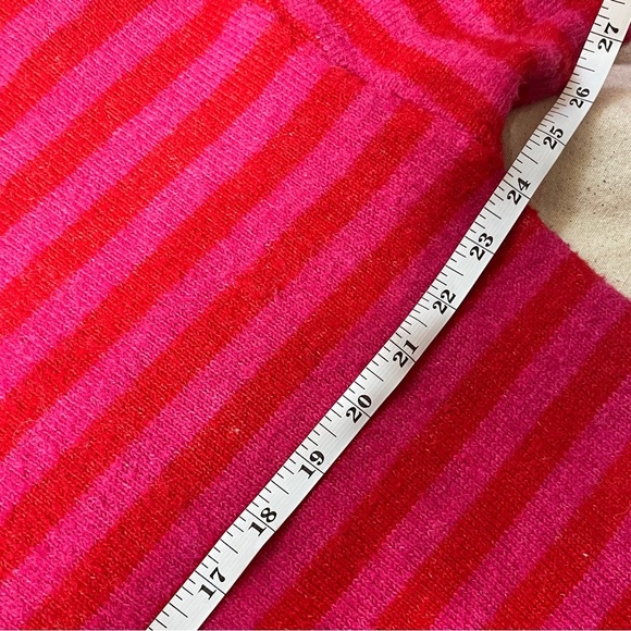 Little Lies Stripe Mock Neck Mohair Wool Blend Relaxed Fit Red Pink Sweater M - Picture 9 of 13